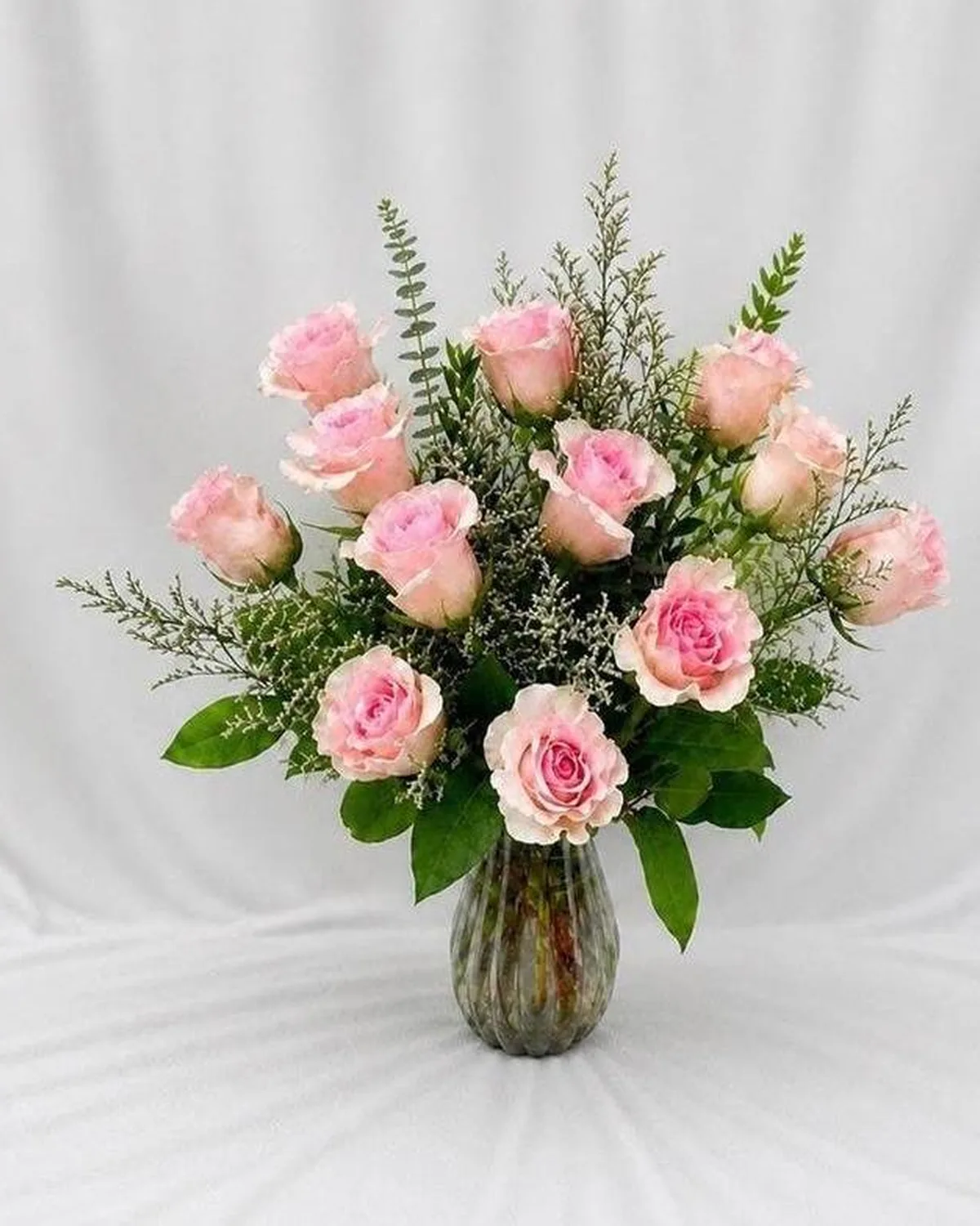 12 Pink Roses in a Vase — MAYDE floral delivery on DoorDash